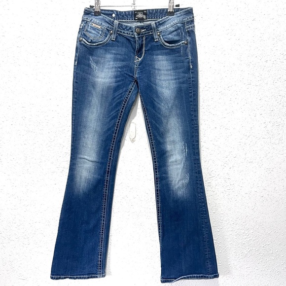 Express Blue Flare Wide Leg Jeans 4 - Picture 1 of 8